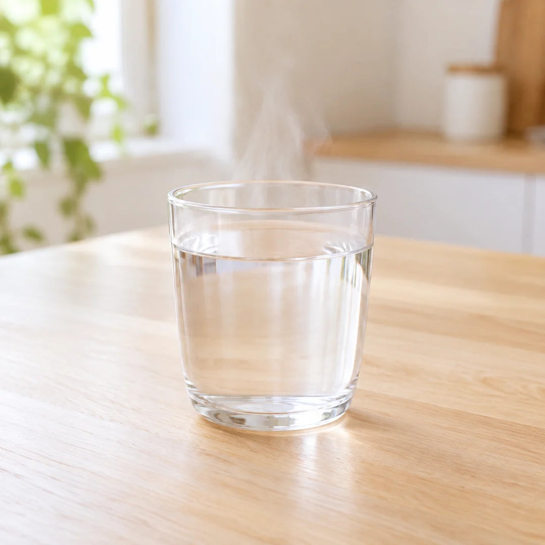 ガラスのコップの白湯(イメージ)