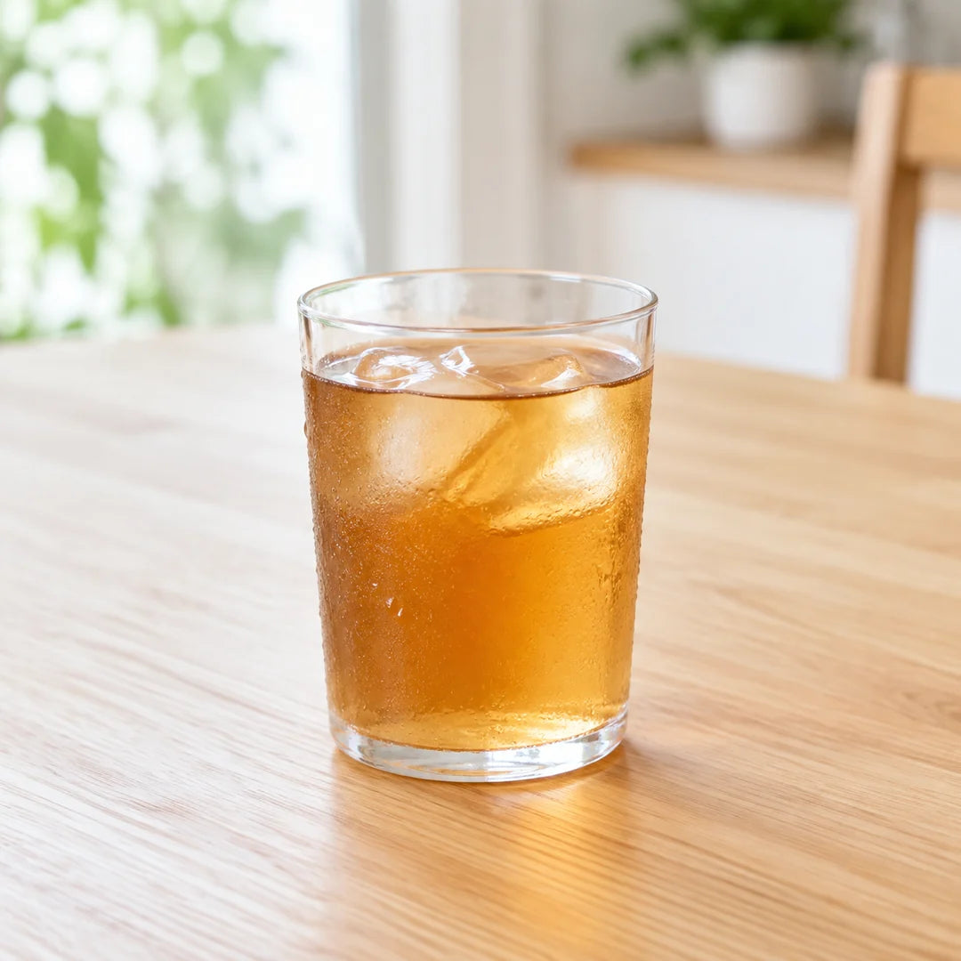 ガラスのコップの冷たい麦茶(イメージ)